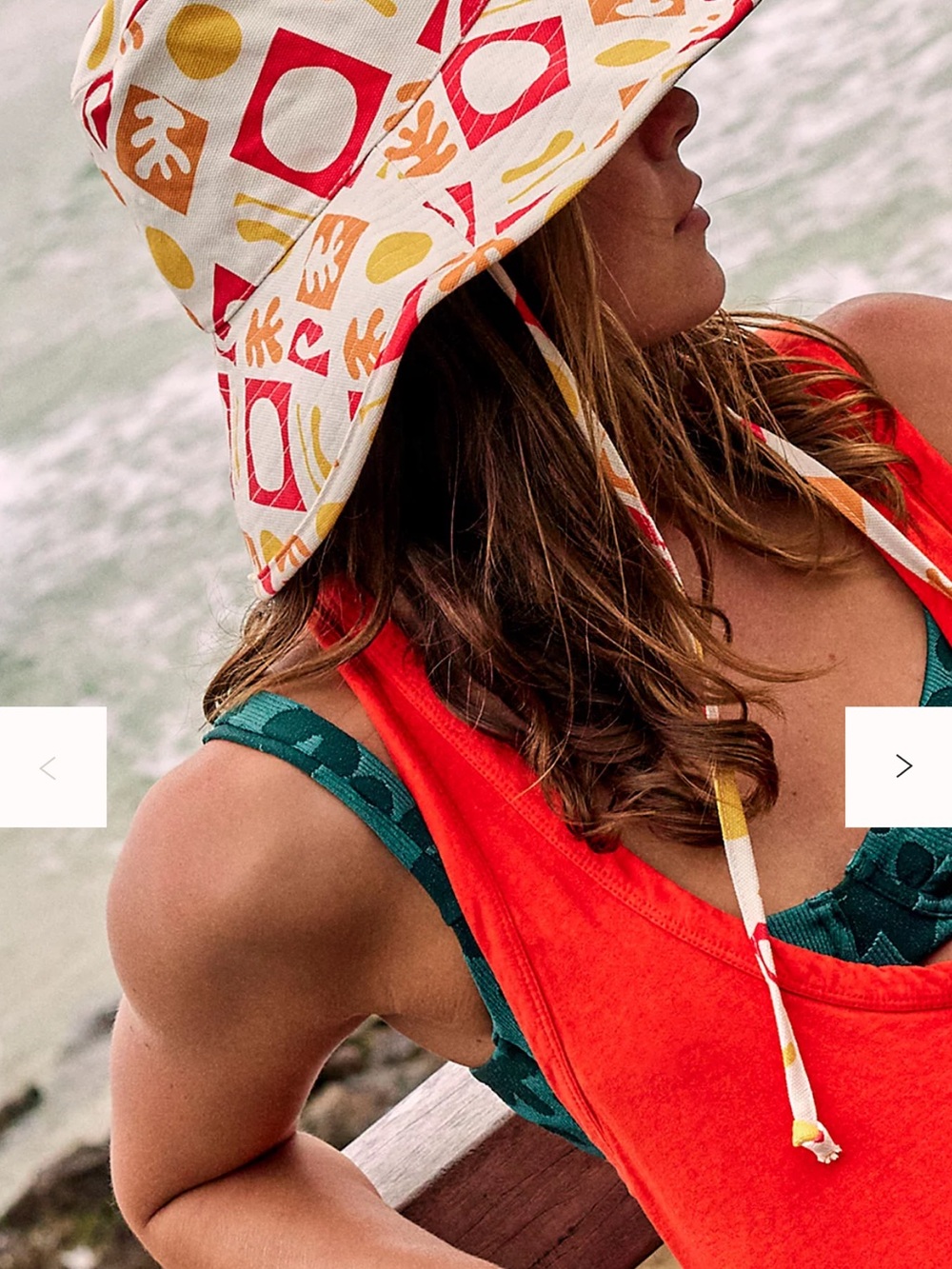 Lack Of Color White Bucket Hat with Pink, Orange & Yellow Abstract Print - Picture 5 of 5